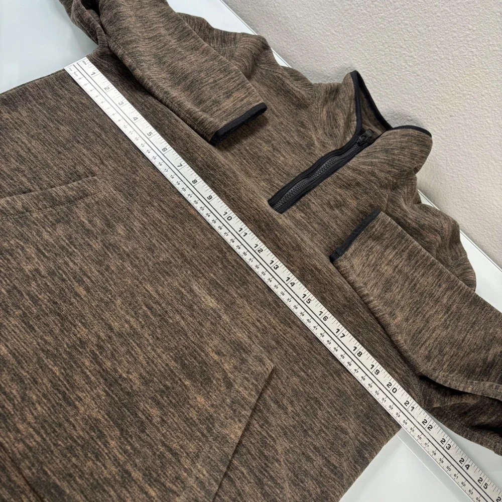 Banana Republic Men M Brown Quarter Zip Pullover Arctic Fleece Marled Pocket